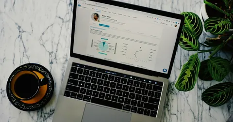 Laptop displaying an analytics dashboard