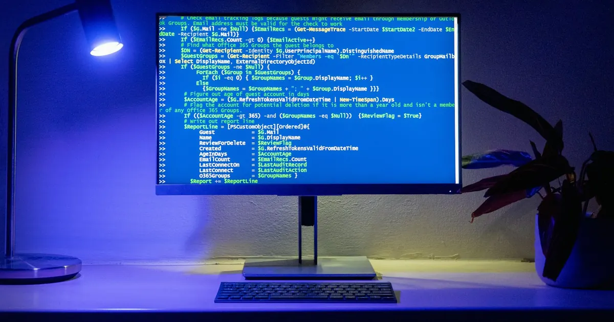 Code displayed on a workstation monitor