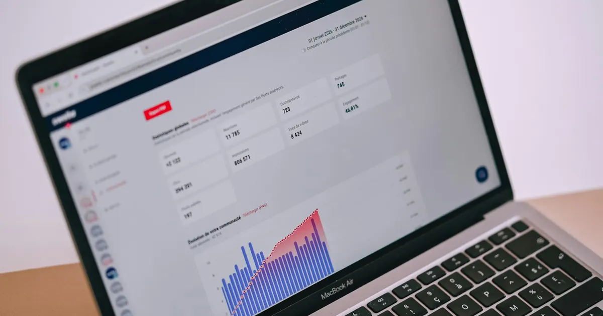 Laptop displaying charts and analytics