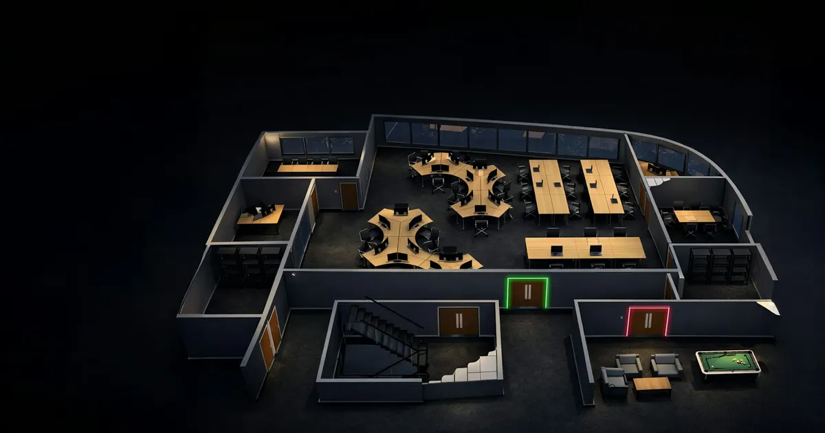 Plan of a modern office workspace