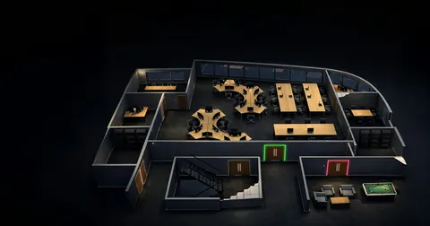 Plan of a modern office workspace