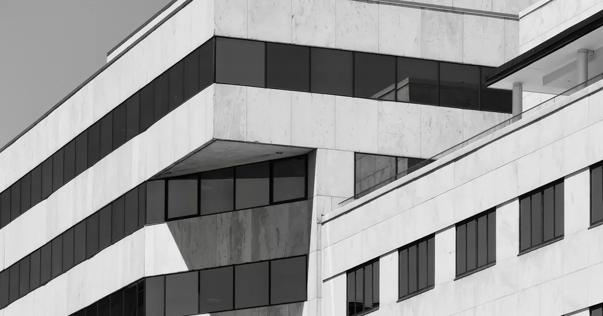 Geometric facade of a modern office building